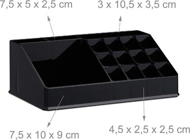 Relaxdays  x Make Up Organizer mit Schubladen, stapelbarer Schmuckkasten für Make Up, Acryl Schminkaufbewahrung,     Stück (1, Schwarz, 1 Stück)