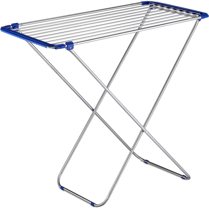 Relaxdays Wäscheständer ausziehbar, klappbar, Edelstahl, 13,6 m Trockenlänge, Standtrockner HBT 97 x 176 x 55 cm, Silber, 1 S