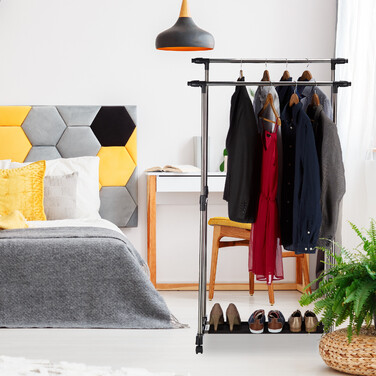 Relaxdays Rollgarderobe mit 2 Kleiderstangen