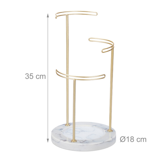 Relaxdays Schmuckständer Marmor gold