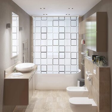 Relaxdays Duschrollo Square, wasserabweisend, Retro Badrollo Wanne u. Dusche, Deckenmontage, 80x240 cm, semitransparent (240 x 160 x 5 cm)