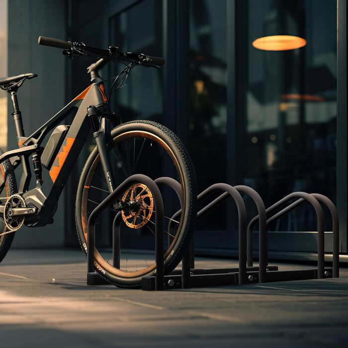 Relaxdays Fahrradständer, für 3 Fahrräder, Stahl Bodenparker, Reifenbreite 60mm, Abstellständer, Fahrradstand, anthrazit