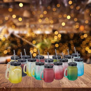 Relaxdays Bunte Trinkgläser mit Deckel 16er Set