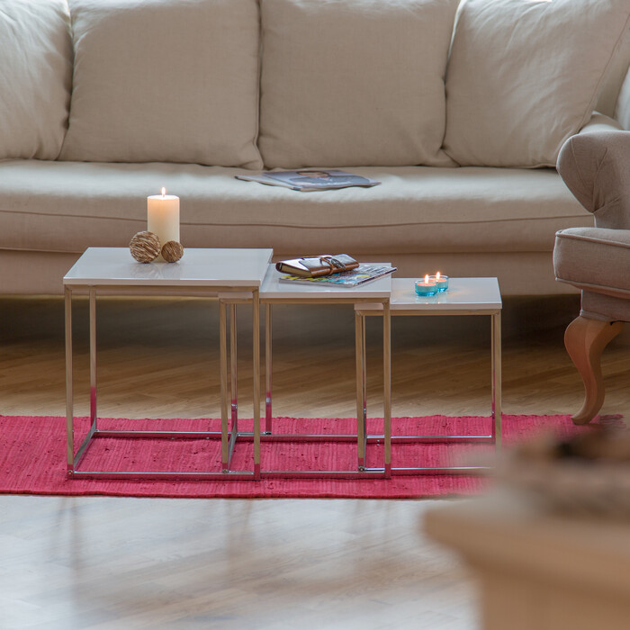 Relaxdays Beistelltische 3er Set Metallbeine