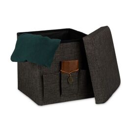 Relaxdays Faltbarer Sitzhocker mit Taschen Leinen