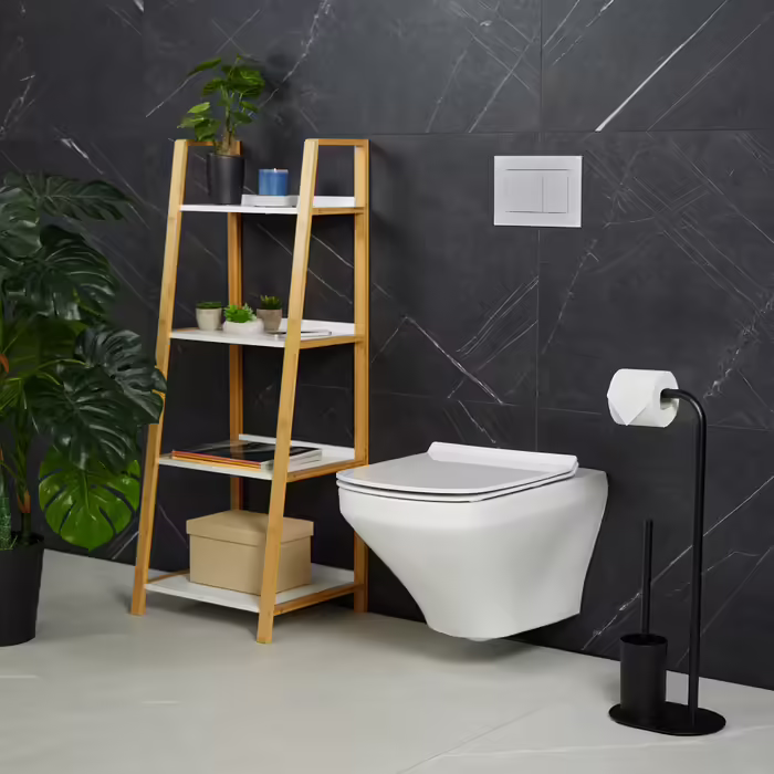 Relaxdays WC Garnitur mit 2 Ersatz-Bürstenköpfen
