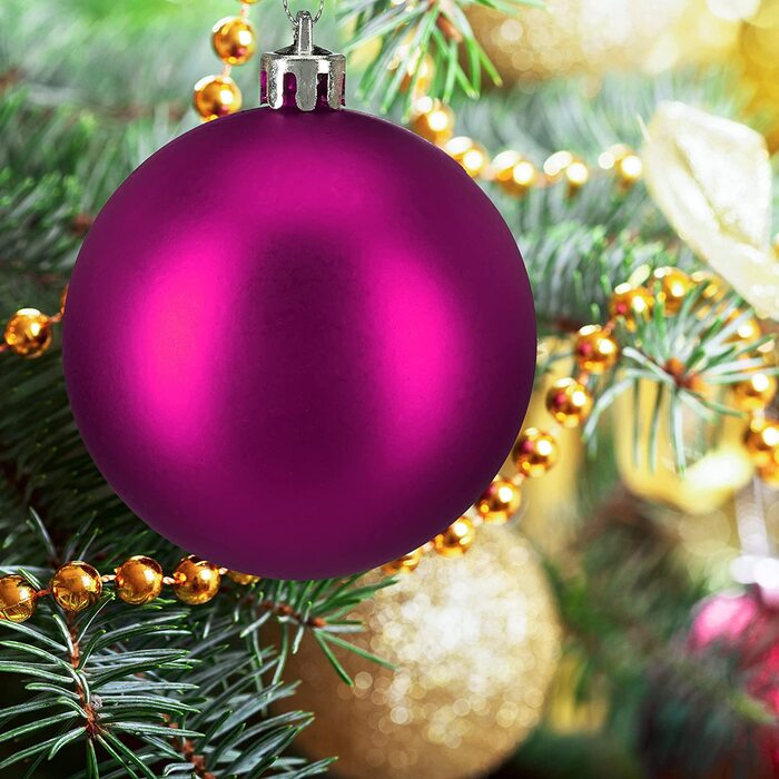 Relaxdays Weihnachtskugeln, 100er Set, Weihnachtsdeko, matt, glänzend, glitzernd, Christbaumkugel ∅ 3, 4 & 6 cm, (Rosa)