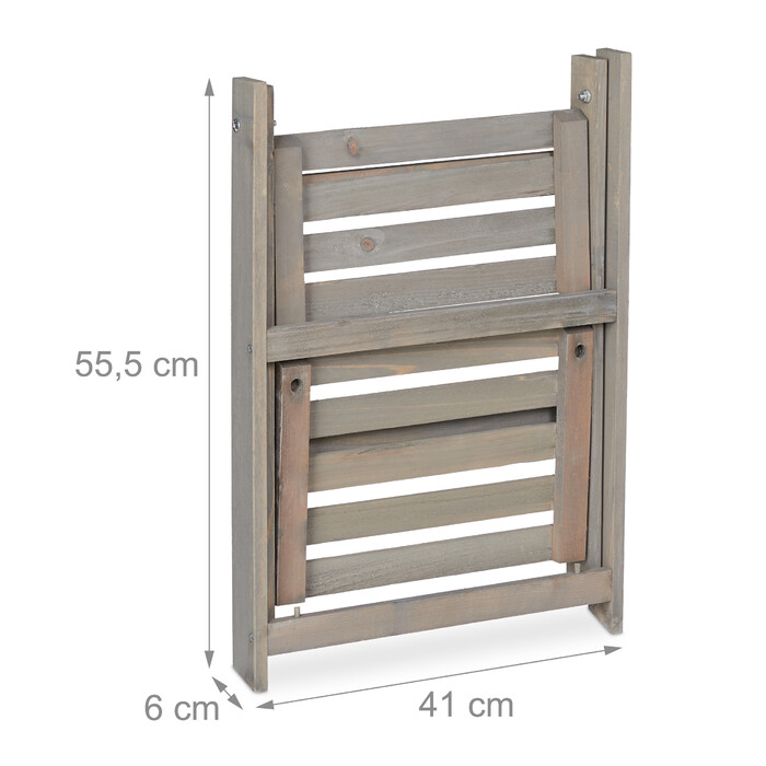 Relaxdays Blumentreppe Holz grau