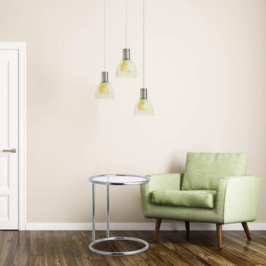 Relaxdays, Silber runder Beistelltisch, Metallgestell, Glasplatte, Wohnzimmertisch, Deko, Designer Tisch, HxD 53 x 45 cm, Standard