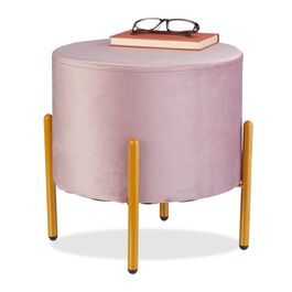 Relaxdays Samt Hocker mit 4 Metallbeinen