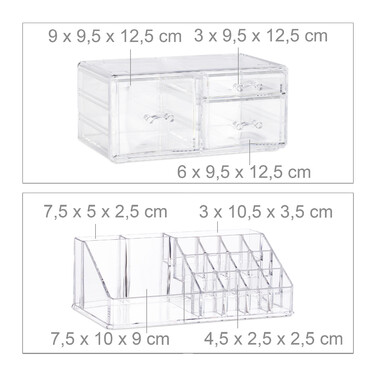 Relaxdays Make-Up Organizer mit 3 Schubladen
