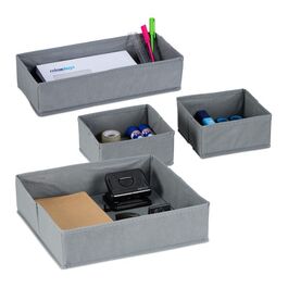 Relaxdays 4-teiliger Schubladen Organizer Vlies