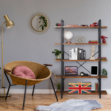 Relaxdays Bücherregal Industrial mit 5 Ebenen