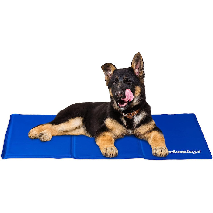Relaxdays Kühlmatte Hund, selbstkühlend, abwischbar, robust, mit Gel, Kühldecke für Tiere, Kältedecke  blau, Polyester (50 x 90 cm)