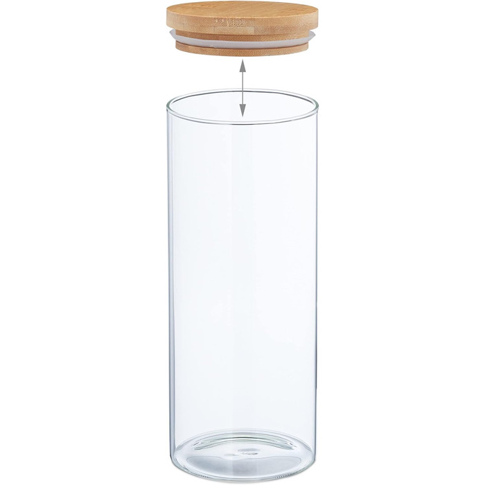 Relaxdays Glasdosen, 3er Set, 1350 ml, luftdicht, transparent/natur