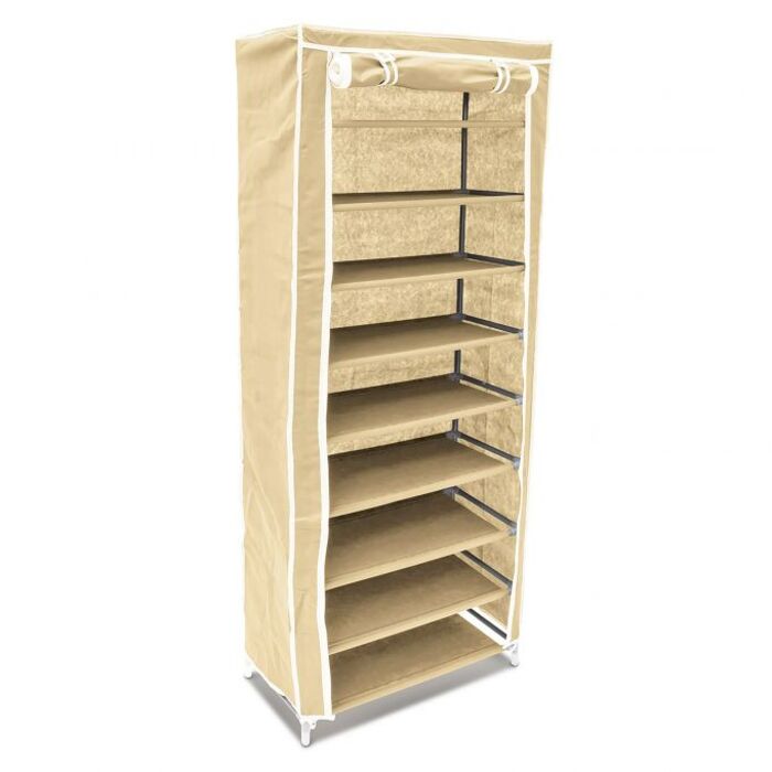 Relaxdays Schuhschrank Stoffbezug 9 Ablagen