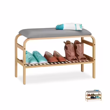 Relaxdays Schuhbank mit Sitzfläche für 3-6 Paar