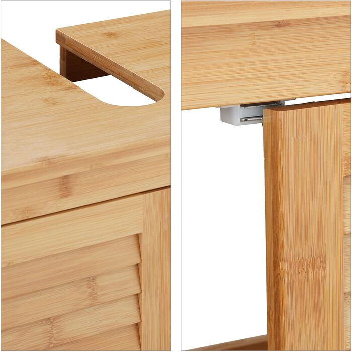 Relaxdays Waschbeckenunterschrank LAMELL, 2 Türen, Bambus & MDF, 60x67x30 cm, natur