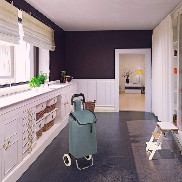 Relaxdays Einkaufstrolley klappbar, Abnehmbare Tasche 28 L, Einkaufswagen mit Rollen HxBxT: 92,5 x 42 x 28 cm, (Grau)