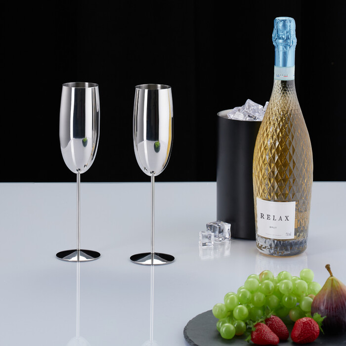 Relaxdays Sektgläser Edelstahl 4er Set