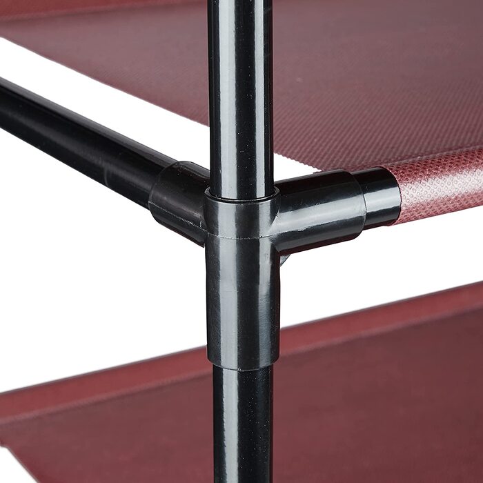Relaxdays XXL Schuhregal Stecksystem, 10 Ebenen, für 50 Paar Schuhe, Stoff Schuhständer HBT 176,5x99x29,5 cm, (Bordeaux)