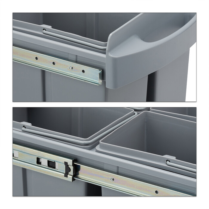 Relaxdays Einbaumülleimer Grau Deluxe 4x8L