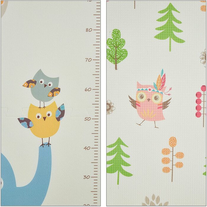 Relaxdays Puzzlematte, Motive: Waldtiere/Zootiere mit Messlatte, schadstofffrei, Babyschaumstoffmatte 120x175 cm, bunt