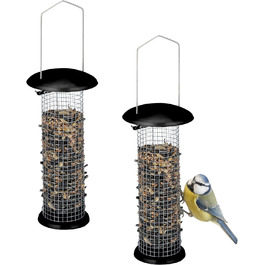 Relaxdays Vogelfutterstation, 2er Set, HxD: 33 x 10 cm, Metall, schwarz/Silber