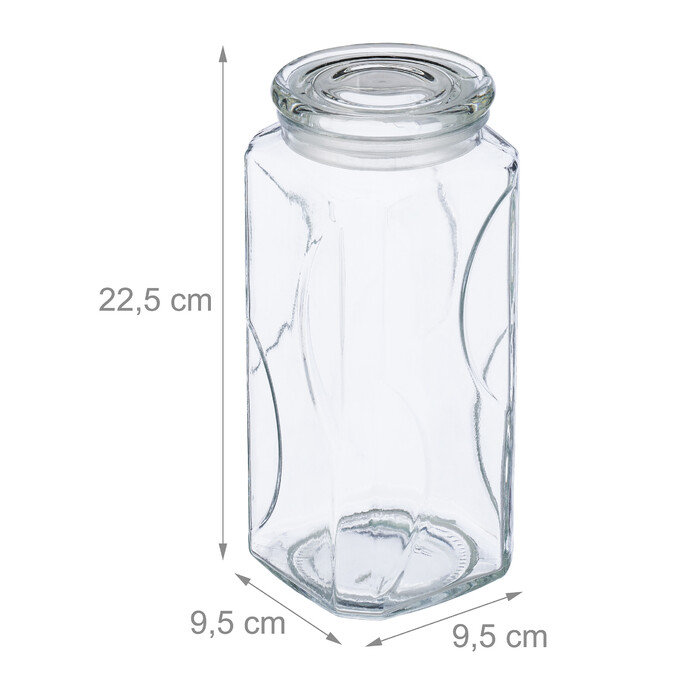 Relaxdays 6er Set Vorratsgläser mit Deckel 1300 ml