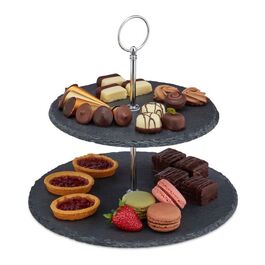 Relaxdays Etagere Schiefer 2 Etagen