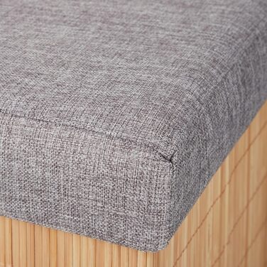 Relaxdays faltbarer Sitzhocker mit Stauraum, gepolstert, Bambus, 36x35x35 cm, Natur/Grau
