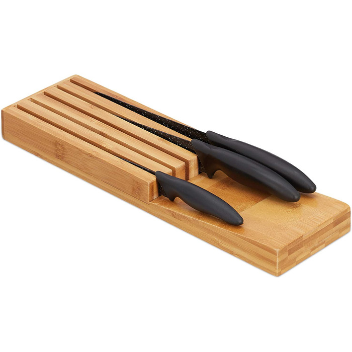 Relaxdays Messerorganizer, Messeraufbewahrung für 5 Messer, 3,5 x 11 x 39 cm