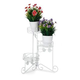 Relaxdays Blumenständer Metall weiß