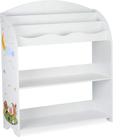 Relaxdays Kinderregal, 4 Boxen,  Motiv, Spielzeug Aufbewahrung, Kinderzimmer HxBxT 98 x 82,5 x 30 cm, bunt (Lagerfeuer)