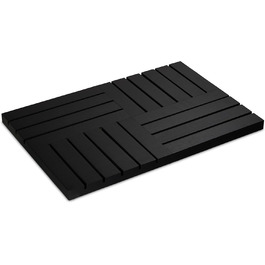 Relaxdays Bambus Badematte, 61x40 cm, rutschfest, für Bad, Dusche, Sauna, Indoor & Outdoor, schwarz