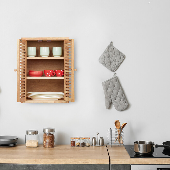 Relaxdays Schmaler Hängeschrank aus Walnuss
