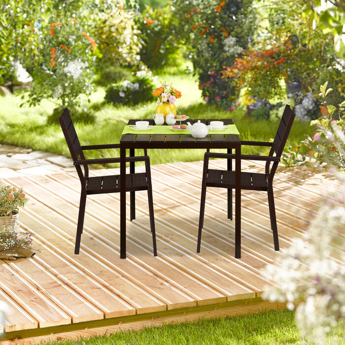 Relaxdays Gartenstuhl Holzoptik 2er Set