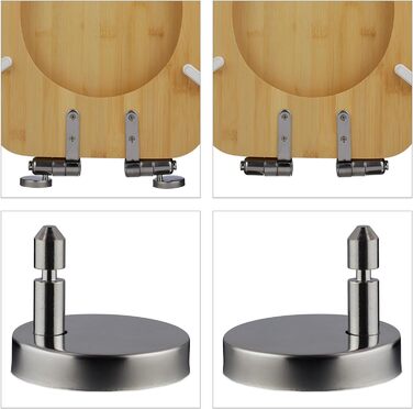 Relaxdays Toilettendeckel mit Absenkautomatik & Quick Release, 37,5 x 43,5 cm, Bambus, Montage von Oben, oval, Natur