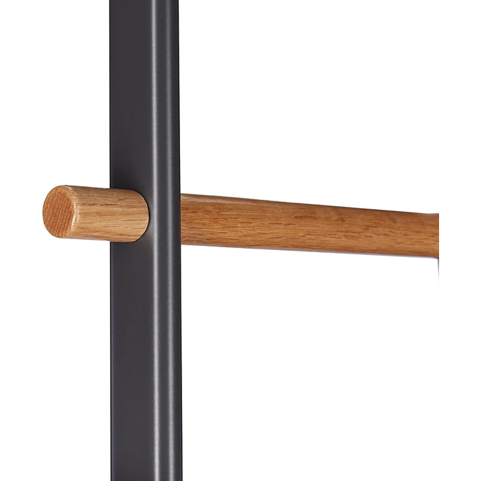 Relaxdays Handtuchleiter, Holz & Metall, 4 Sprossen, zum Anlehnen, 171x50x3 cm, anthrazit/Natur