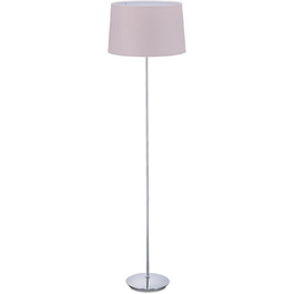 Relaxdays Stehlampe, Stoffschirm, chrom Fuß, E27, Ø 40 cm, 148,5 cm hoch, Altrosa