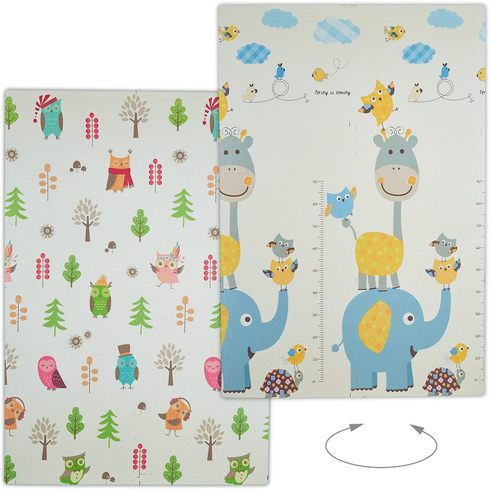 Relaxdays Puzzlematte, Motive: Waldtiere/Zootiere mit Messlatte, schadstofffrei, Babyschaumstoffmatte 120x175 cm, bunt
