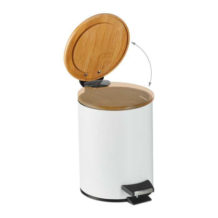 Relaxdays Bad Mülleimer 3 l mit Bambusdeckel