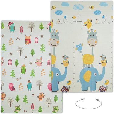 Relaxdays Puzzlematte, Motive: Waldtiere/Zootiere mit Messlatte, schadstofffrei, Babyschaumstoffmatte 120x175 cm, bunt