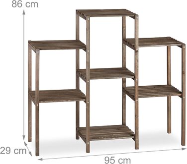 Relaxdays Blumentreppe Holz, Shabby, Innenbereich, 7 Ablagen, 86x95x29 cm, braun, L