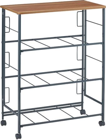 Relaxdays Roll-Schubladenschrank, 6 Stoffschubladen, Holzoptik, 74,5x58x30 cm, grau Design D