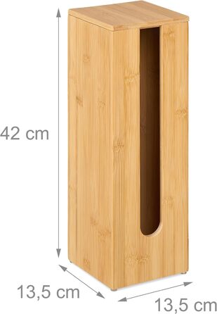 Relaxdays Toilettenpapier Aufbewahrung Bambus, für 4 Rollen, Toilettenpapierbehälter stehend, HBT 42x13,5x13,5 cm, Natur