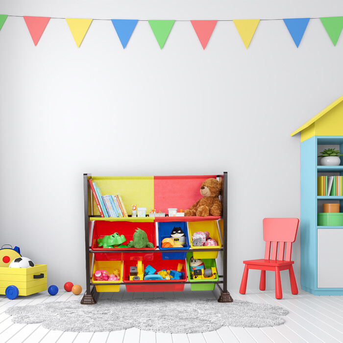 Relaxdays Kinderregal mit Aufbewahrungsboxen