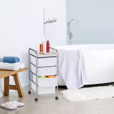 Relaxdays Badrollwagen mit 4 Schubladen