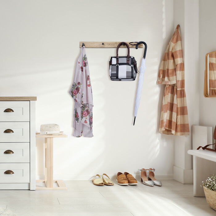 Relaxdays Garderobenleiste mit Schalring