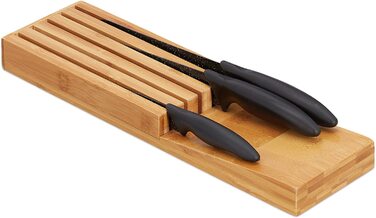 Relaxdays Messerorganizer, Messeraufbewahrung für 5 Messer, 3,5 x 11 x 39 cm